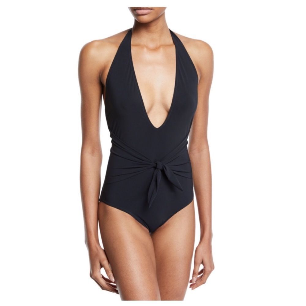 Tory Burch Tie Front One Piece in Black.